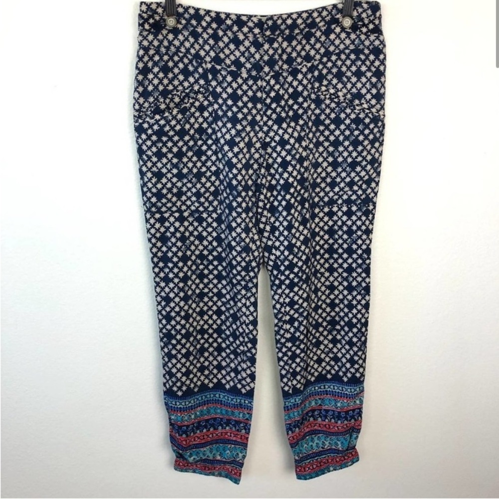 Elevenses Boho Print Button Ankle Pants 4
